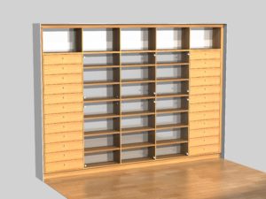 rendering render boekenkast massief grenen meubelmaker amsterdam cabinetmaker custom handmade furniture op maat gemaakt maatwerk meubels